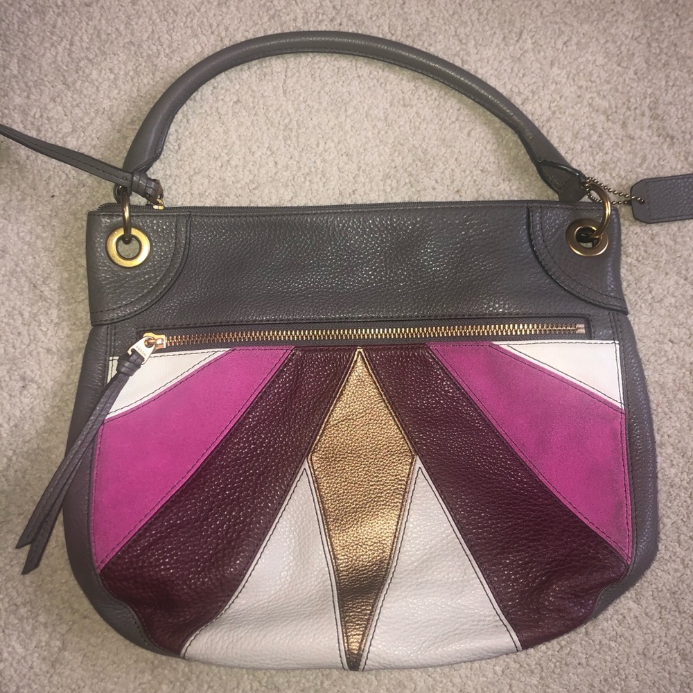 Fossil leather and suede handbag